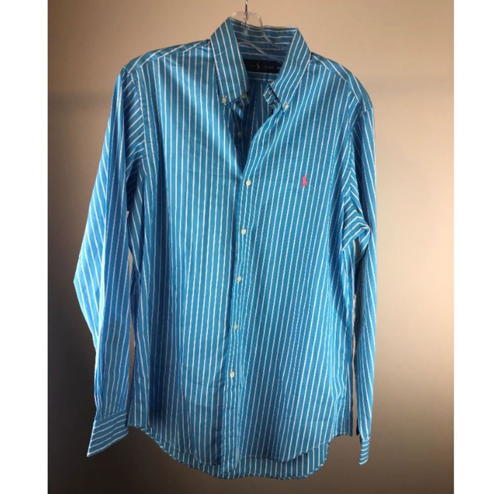 Ralph Lauren Blue Striped Dress Shirt